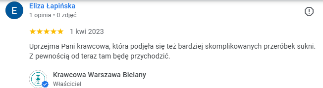 Marymoncka 81/1 w warszawie krawcowa opinia