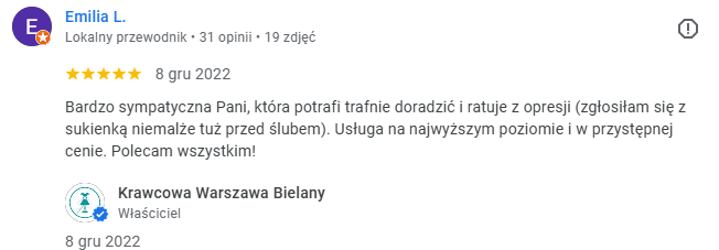 opinia o krawcowej w warszawie ul. marymoncka 81/1