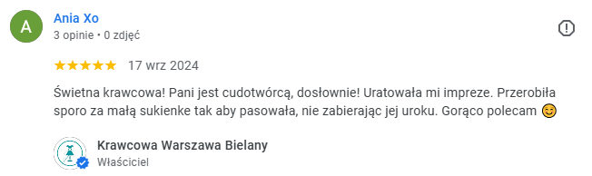 opinia o krawcowa marymoncka 81/1 warszawa